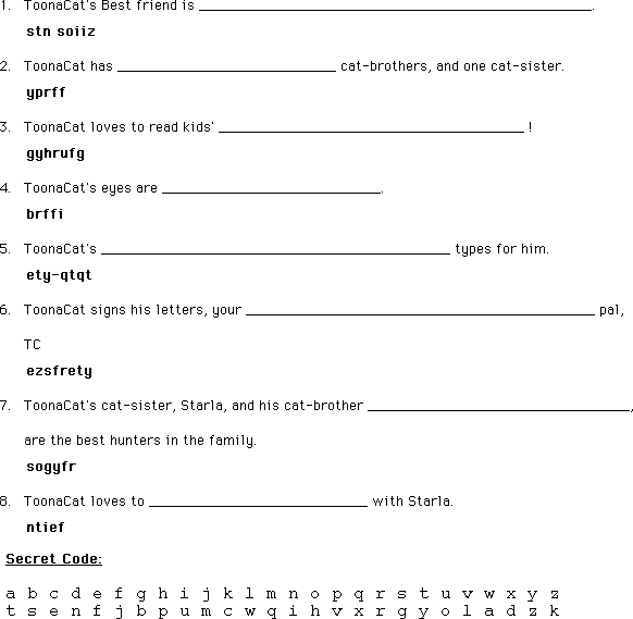 toonacat's code sheet
